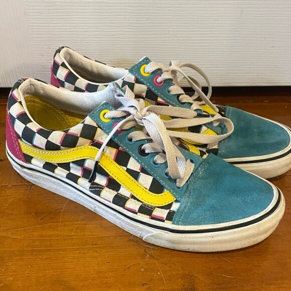 Vans Old Skool 'Crazy Checks' Suede Skateboard Sneakers Running Shoes - Picture 2 of 11